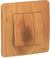 Выключатель с рамкой Systeme Electric Blanca 3-кл. ясень картинка